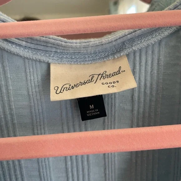 Universal Thread Light Blue Ribbed Button-Front Tank - Picture 2 of 4